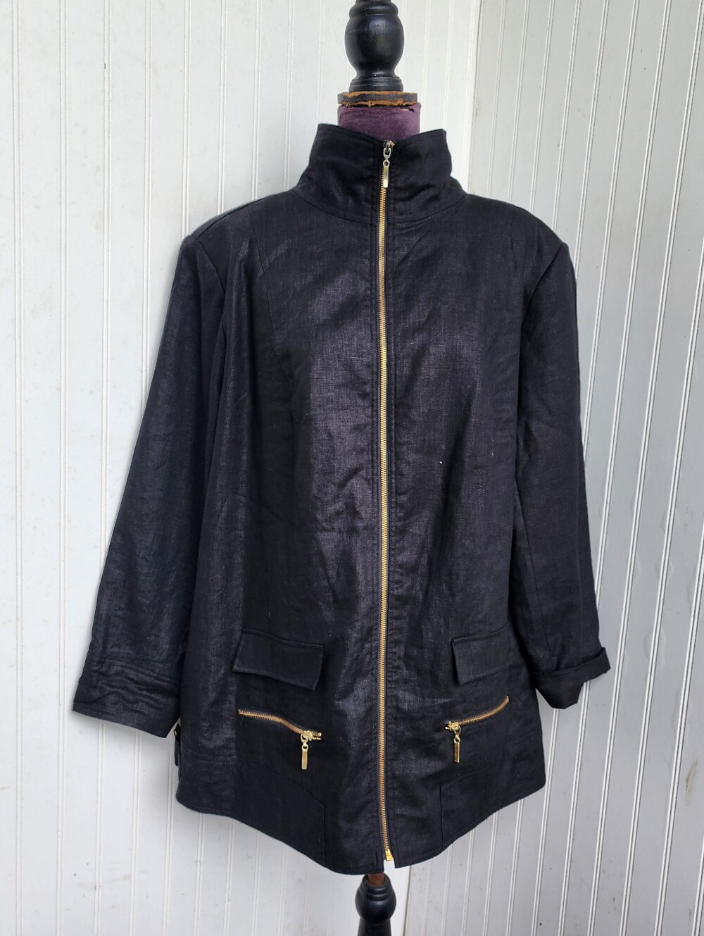 PATRICK CHRISTOPHER 100% Linen ZIPPER FRONT JACKET Women's 3X